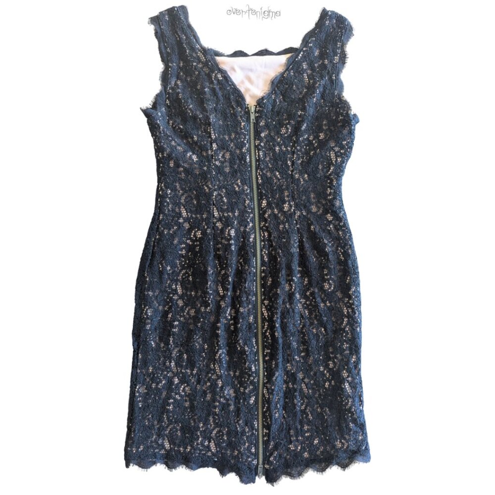 ADRIANNA PAPELL black lace sleeveless form fitting dress - Picture 2 of 9